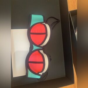 Triangl bikini top plus button. PLUS ANOTHER PURPLE BIKINI WITH TOTE BAG AND BOX